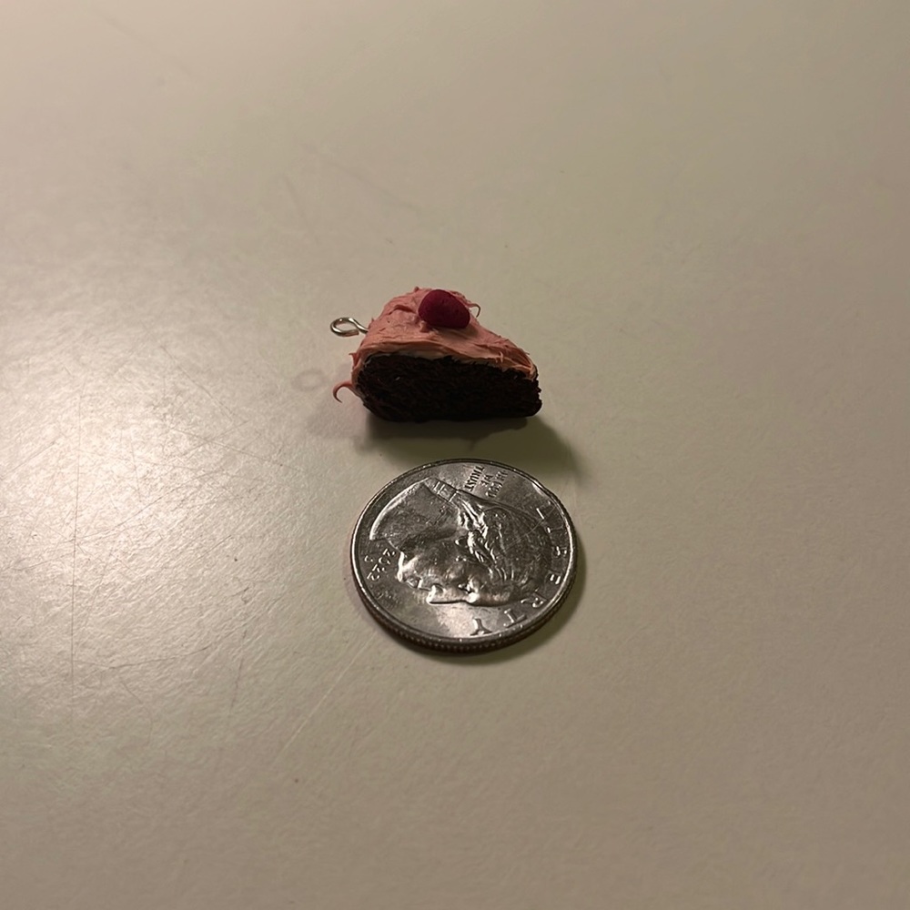Strawberry chocolate cake clay charm